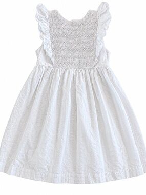 Edgehill Collection Girls White Smocked Seersucker Dress Size 6